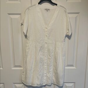 Madewell White Button-Down Short Sleeve eyelet Dress